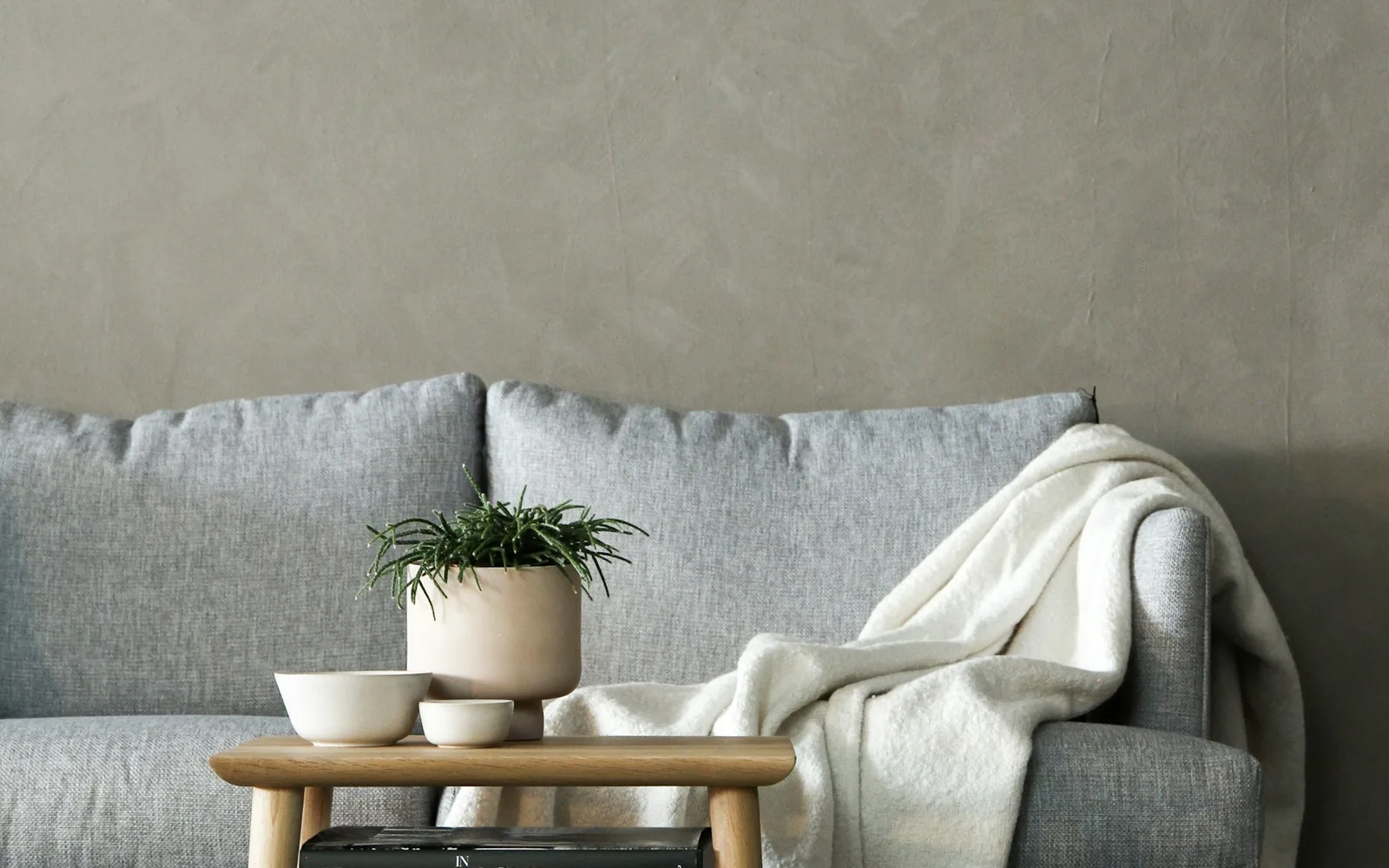 Light, comfortable furnishings in a calm room